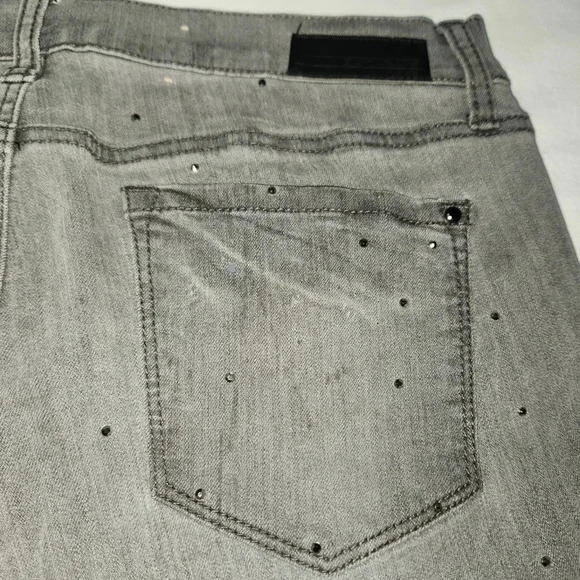 Vintage DKNY Jeans "Ave B" Vintage Gray Tiny Sparkle Studs Sz 8 - Picture 7 of 15